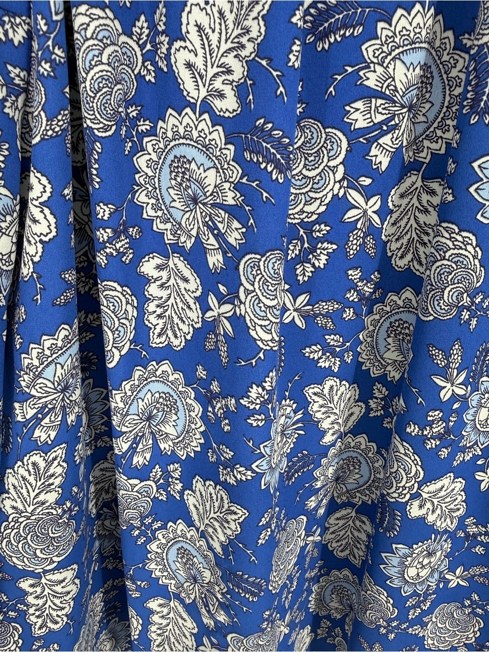 Vince Camuto Blue White Floral Keyhole Neck Boho Peasant Top Blouse Large - Picture 3 of 7